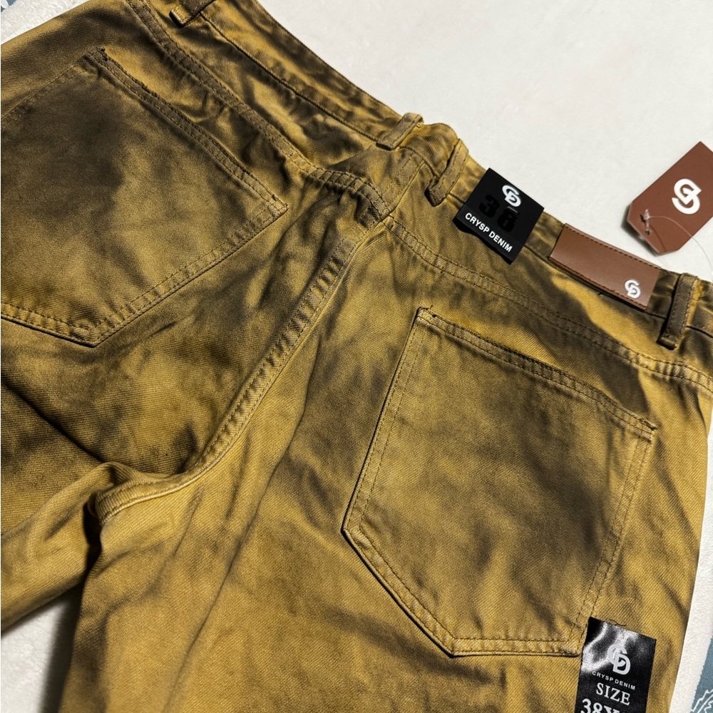 Crysp denim Men's Slim Straight Jeans in Tan - Picture 14 of 15